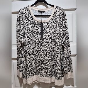 🐆 Jane + Delancey Cozy Knit Leopard Print Top 2X - NWT